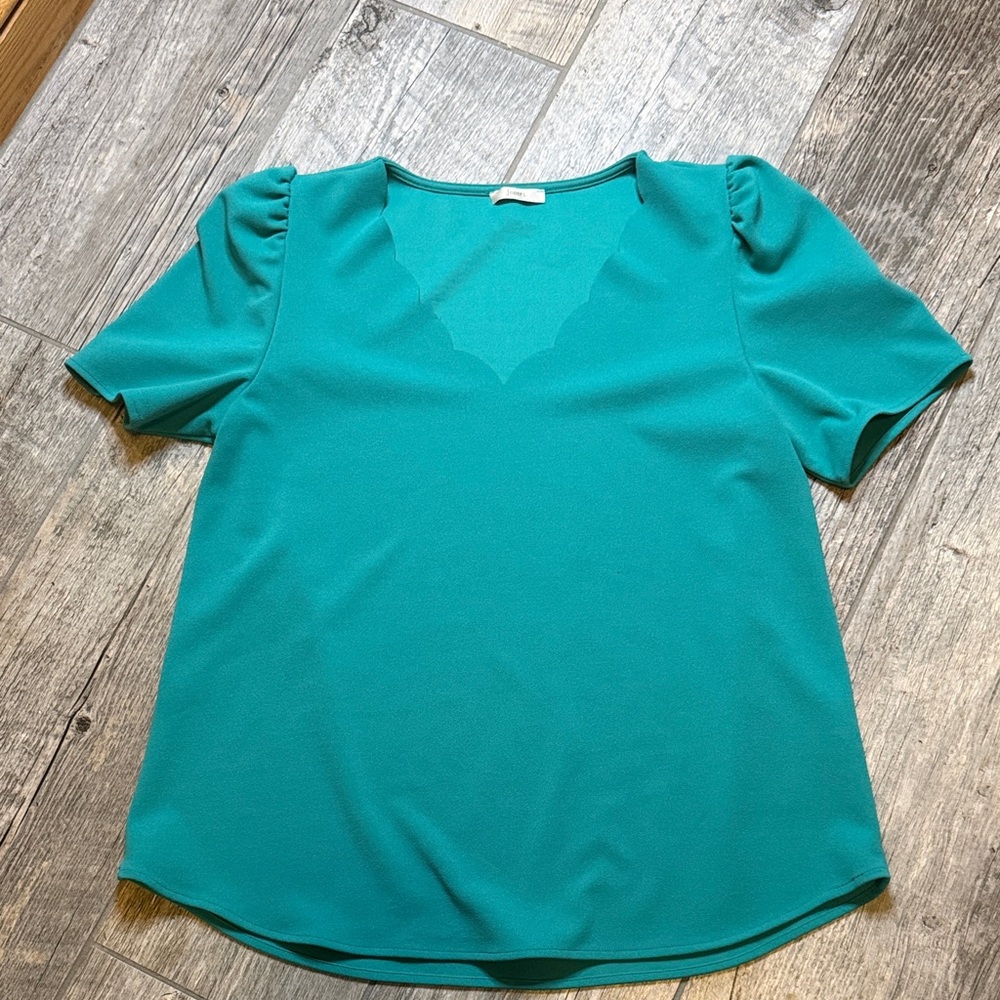 JODIFL Teal Puff Sleeve Blouse